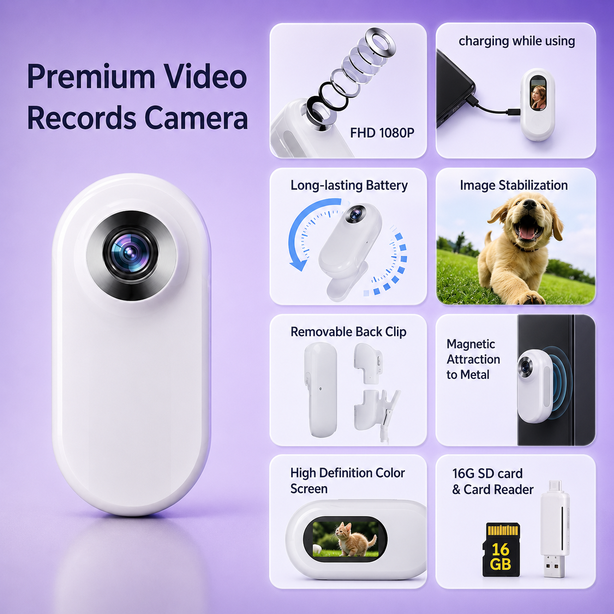 Pet Collar Mount Mini Action Camera